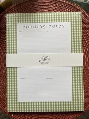 Green Gingham Meeting Notes Notepad